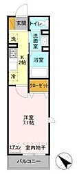 フルール 3階1Kの間取り