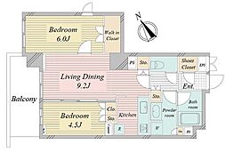 アクティ東仲通り 2LDKの間取図画像