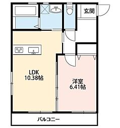 B・キャッスル宮原 1LDKの間取図画像