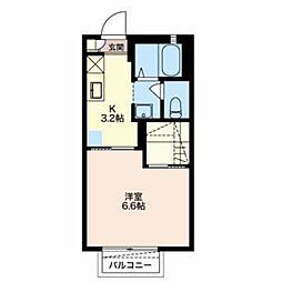 エクセレントタカB 1Kの間取図画像