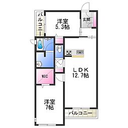 シャーメゾン聖和 3階2LDKの間取り