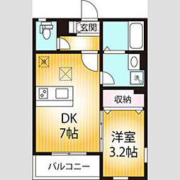 AQUE22 1DKの間取図画像