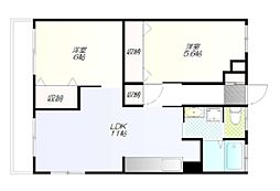 第3小野ビル 2階2LDKの間取り
