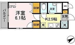 ラグーン舞浜 4階1Kの間取り