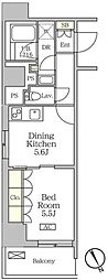 リーフシティ市川ザ・レジデンス 1DKの間取図画像