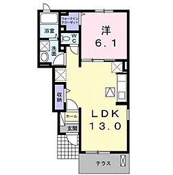 セレッソ・アンジュII 1階1LDKの間取り