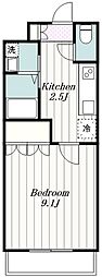 96ルミナス・ネロ 1Kの間取図画像