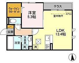 レジデンスおおたかの森 1階1LDKの間取り