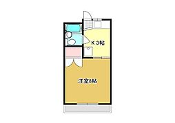 ソレイユNAKA 1Kの間取図画像