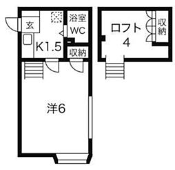 コスモ六実東 1階1Kの間取り