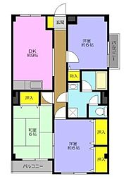 ＳＫセントラル 3階3DKの間取り