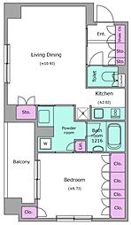 レジディア月島 1LDKの間取図画像