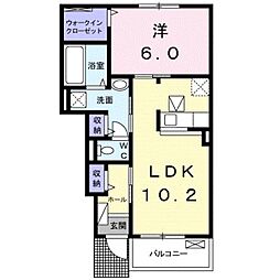 カーサ　デ　ベラーノI 1階1LDKの間取り