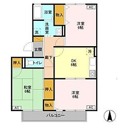 フレマリール鎌ヶ谷 A 2階3DKの間取り