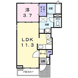 ブローテ 1LDKの間取図画像