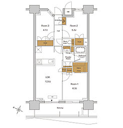 ＲＪＲプレシア東十条ガーデン 14階3LDKの間取り