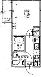 KEIAI RESIDENCE せんげん台VII 1Kの間取図画像