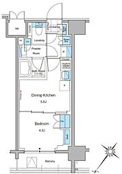 ルフォンプログレ西大井プレミア 1DKの間取図画像
