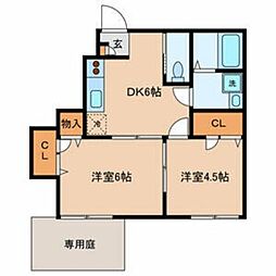 Ｋ´ｓ ｈｏｕｓｅ 1階2DKの間取り
