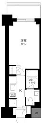 プライマル勝どき 1Kの間取図画像