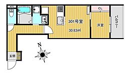 Charme Maison香椎 1LDKの間取図画像