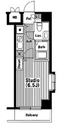 グランド・ガーラ高輪 1Kの間取図画像