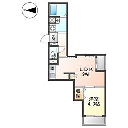フルハウス黒田2 1LDKの間取図画像