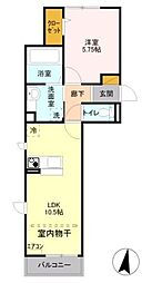 ウィット吉川B 1LDKの間取図画像
