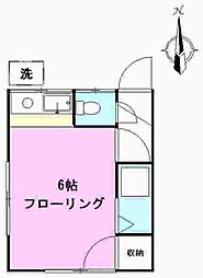 ハイムYU 2階ワンルームの間取り