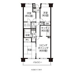 セラビーヌーベル 6階3LDKの間取り