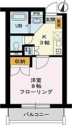 パインフィールド 1Kの間取図画像