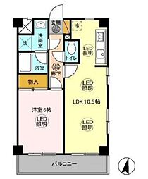 第5フェニックス 3階1LDKの間取り