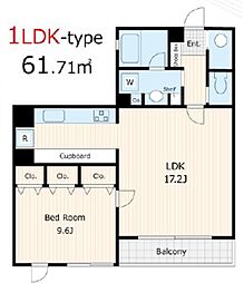 グレースコート曙 3階1LDKの間取り