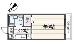 フローラ内田 1階1Kの間取り