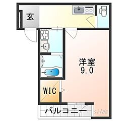 フジパレス西住之江ウエスト 1階1Kの間取り