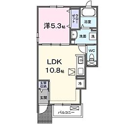 ミルト・ラフレシール 1階1LDKの間取り