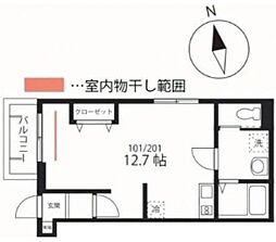 QUIET CRAB HOUSE mix弘明寺II ワンルームの間取図画像
