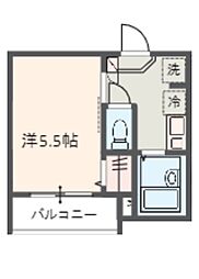 MELDIA亀有III 1階1Kの間取り