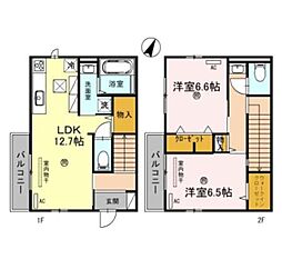 メゾネット岩橋II 1階2LDKの間取り