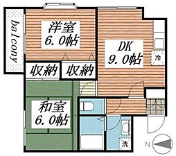 アルカディアEZ 2DKの間取図画像