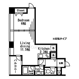 レジディアタワー麻布十番 1LDKの間取図画像