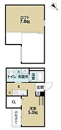 エール賑 1階1Kの間取り