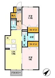 ローズコート山崎 2LDKの間取図画像