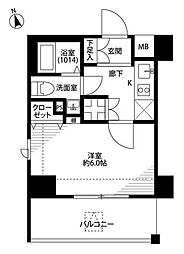 プレール・ドゥーク大崎 2階1Kの間取り