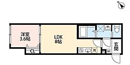k1 apartments 1階1LDKの間取り