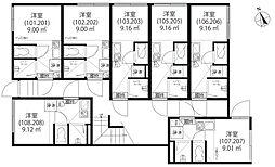 エムズコート深沢 207 2階ワンルームの間取り