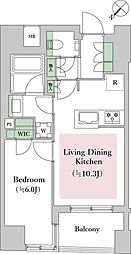 オープンレジデンシア銀座築地 1LDKの間取図画像