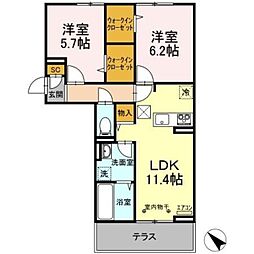 AALII I 1階2LDKの間取り