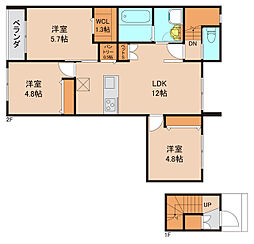 メゾンクレール日暮Ｎｏｒｔｈ 2階3LDKの間取り