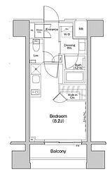 ザ・パークハビオ荏原中延プレイス 12階ワンルームの間取り
